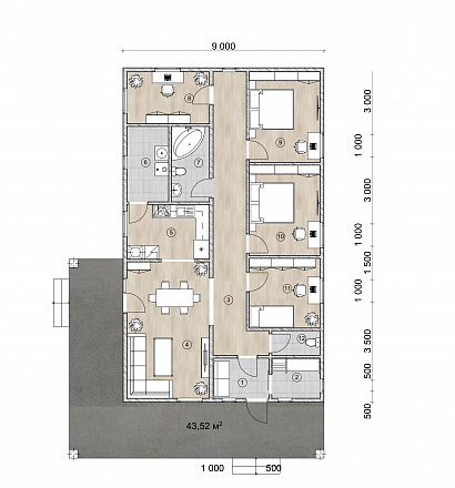Планировка Каркасный дом 170 м²