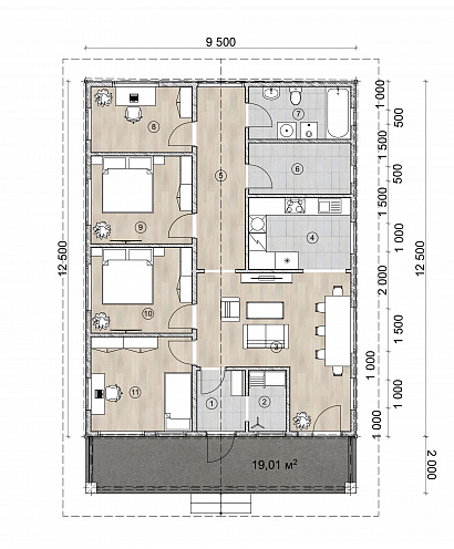 Планировка Каркасный дом 130 м²